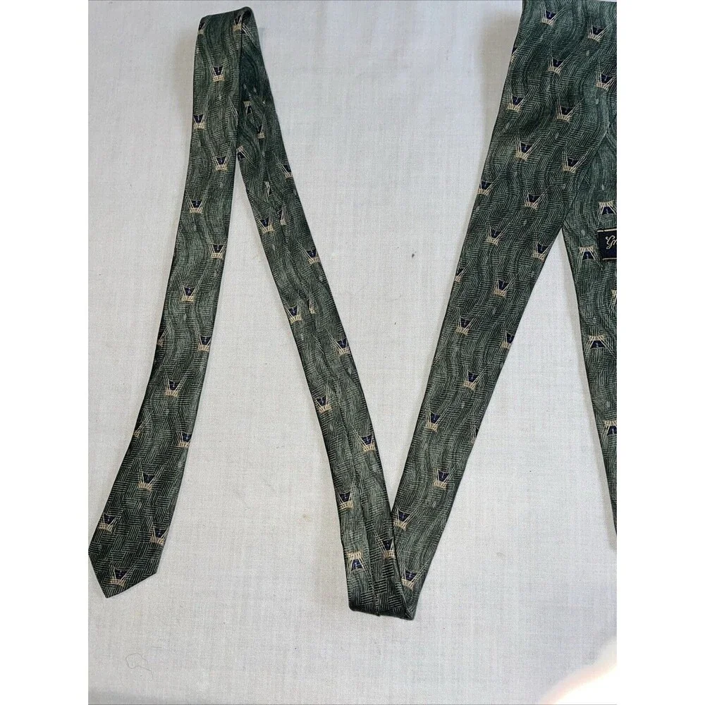 Graham & Lockwood Men’s Dress Tie Size 57” Green 100% Silk Business Formal
